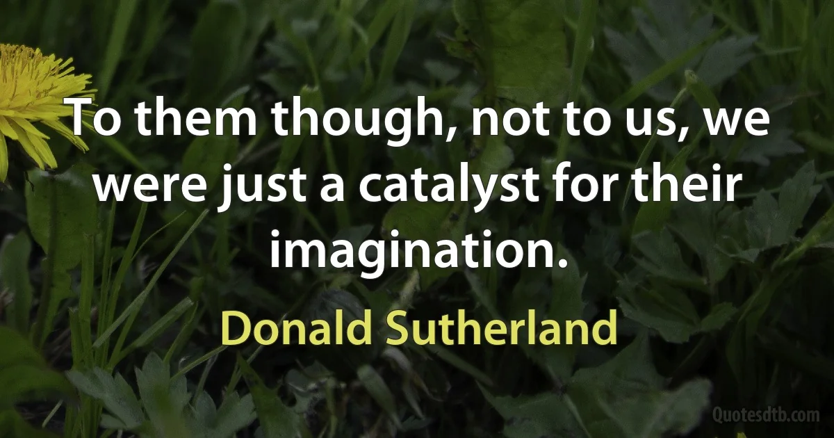 To them though, not to us, we were just a catalyst for their imagination. (Donald Sutherland)