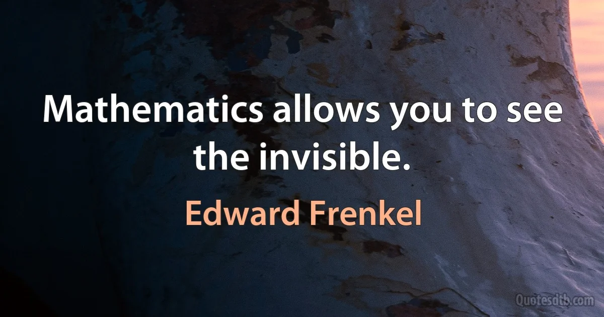 Mathematics allows you to see the invisible. (Edward Frenkel)