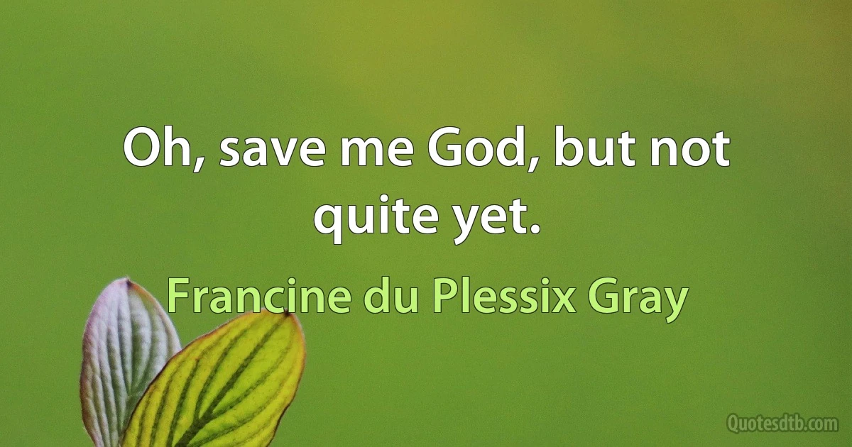 Oh, save me God, but not quite yet. (Francine du Plessix Gray)