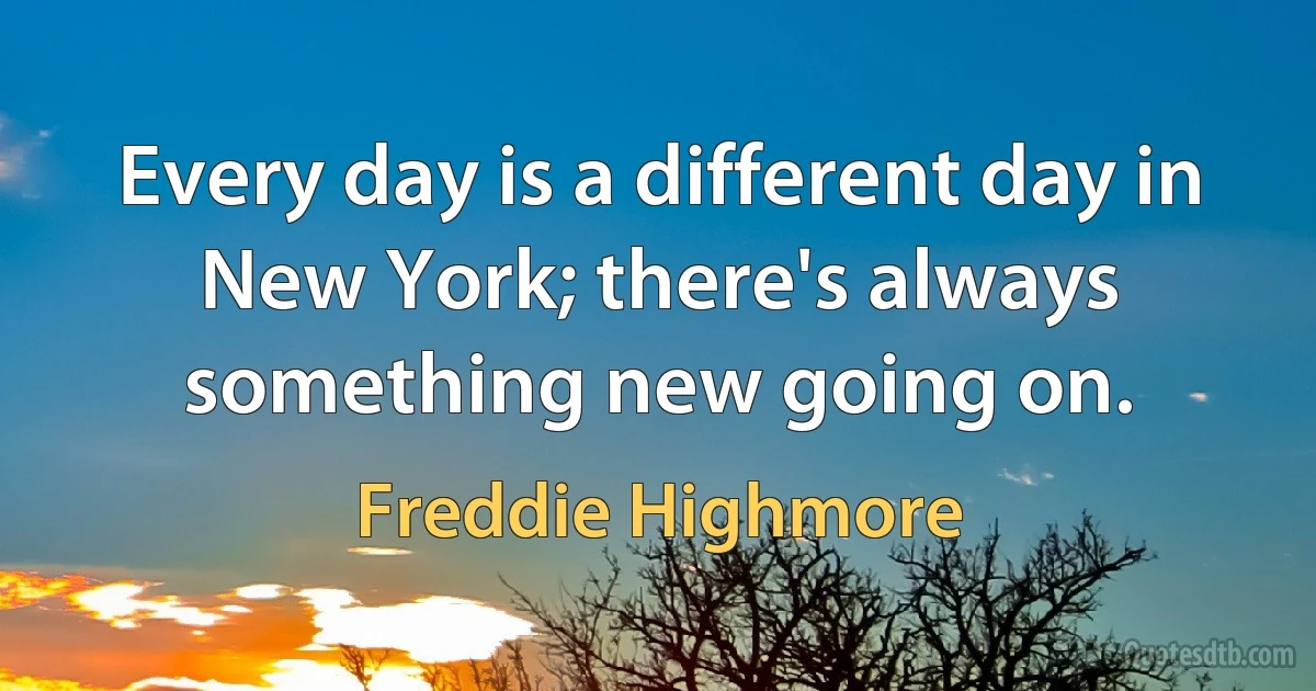 Every day is a different day in New York; there's always something new going on. (Freddie Highmore)