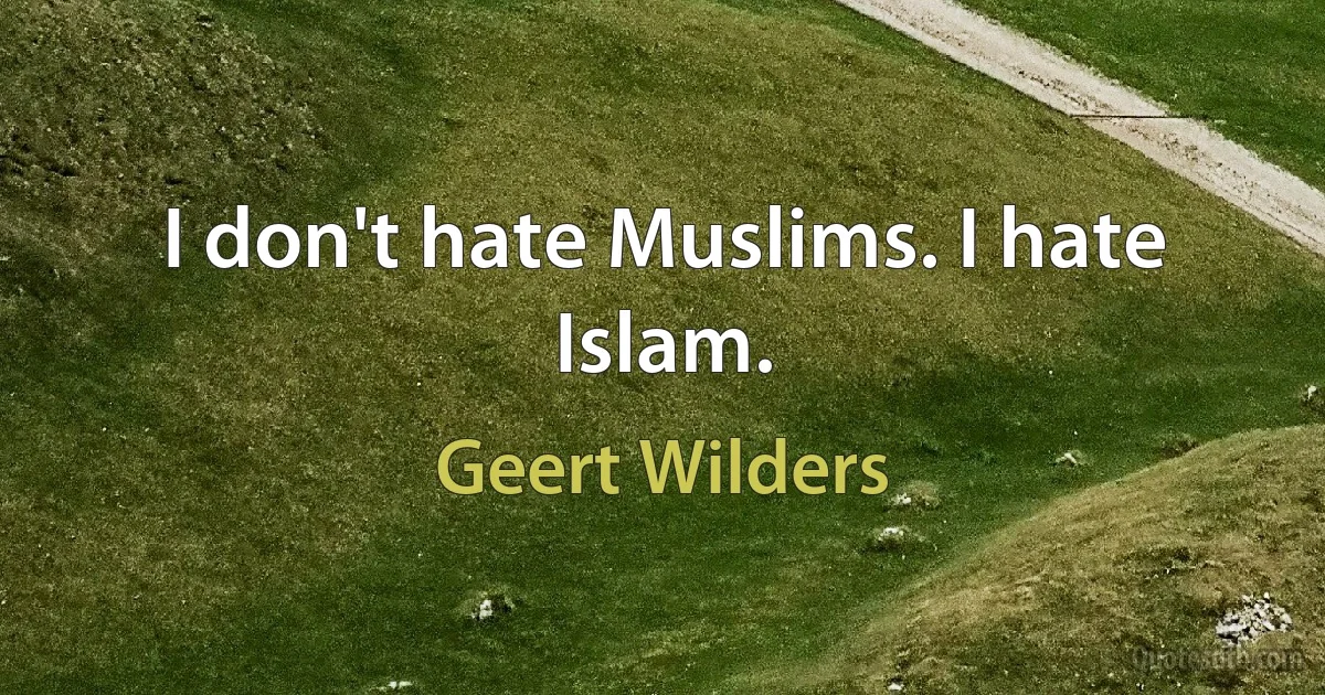 I don't hate Muslims. I hate Islam. (Geert Wilders)