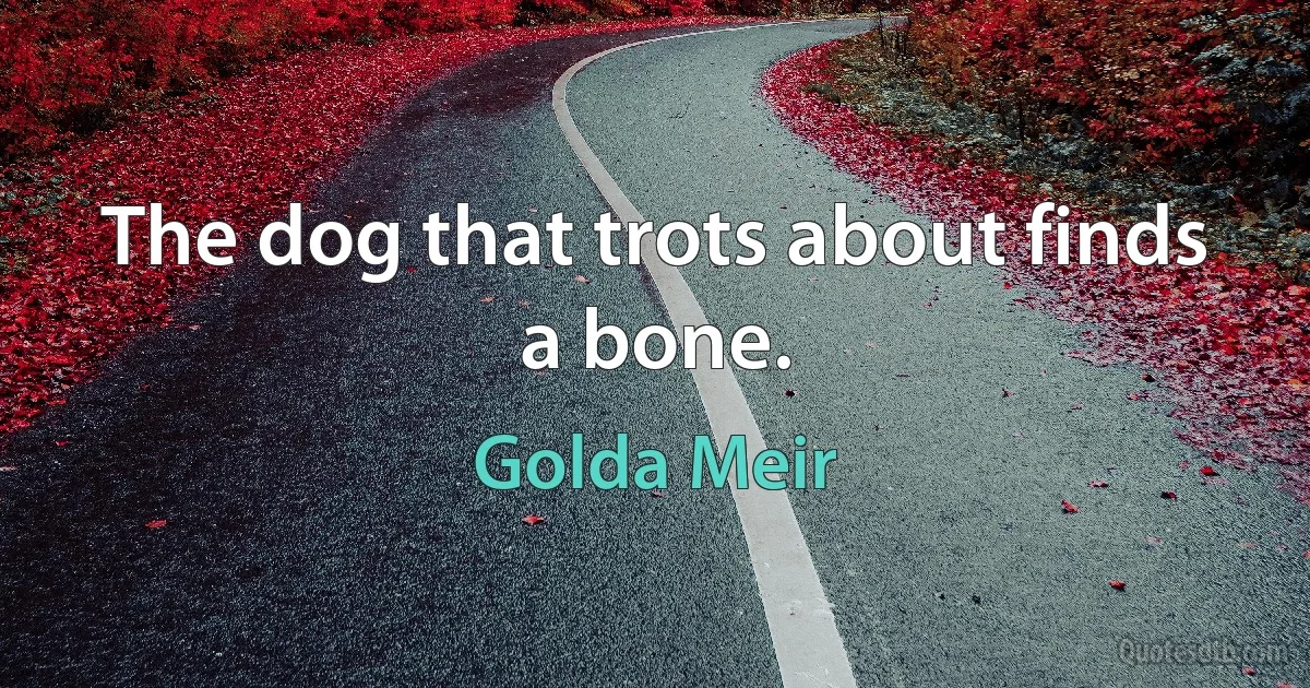 The dog that trots about finds a bone. (Golda Meir)