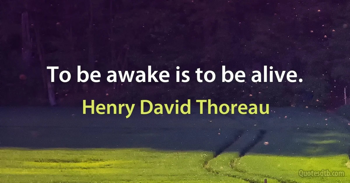 To be awake is to be alive. (Henry David Thoreau)