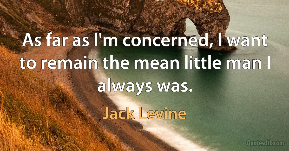 As far as I'm concerned, I want to remain the mean little man I always was. (Jack Levine)