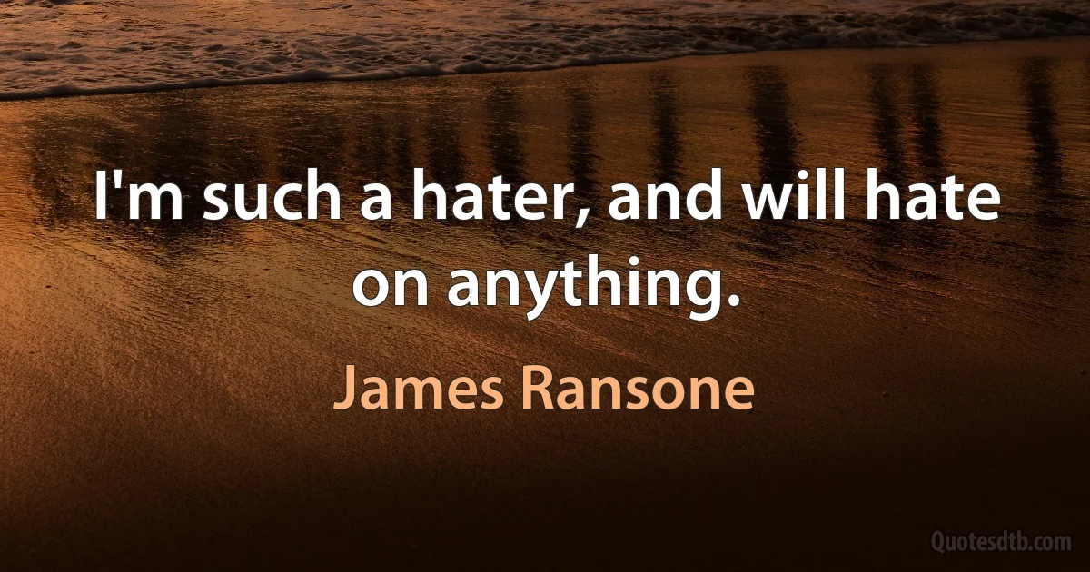 I'm such a hater, and will hate on anything. (James Ransone)