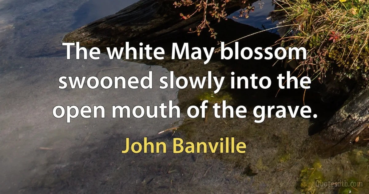 The white May blossom swooned slowly into the open mouth of the grave. (John Banville)