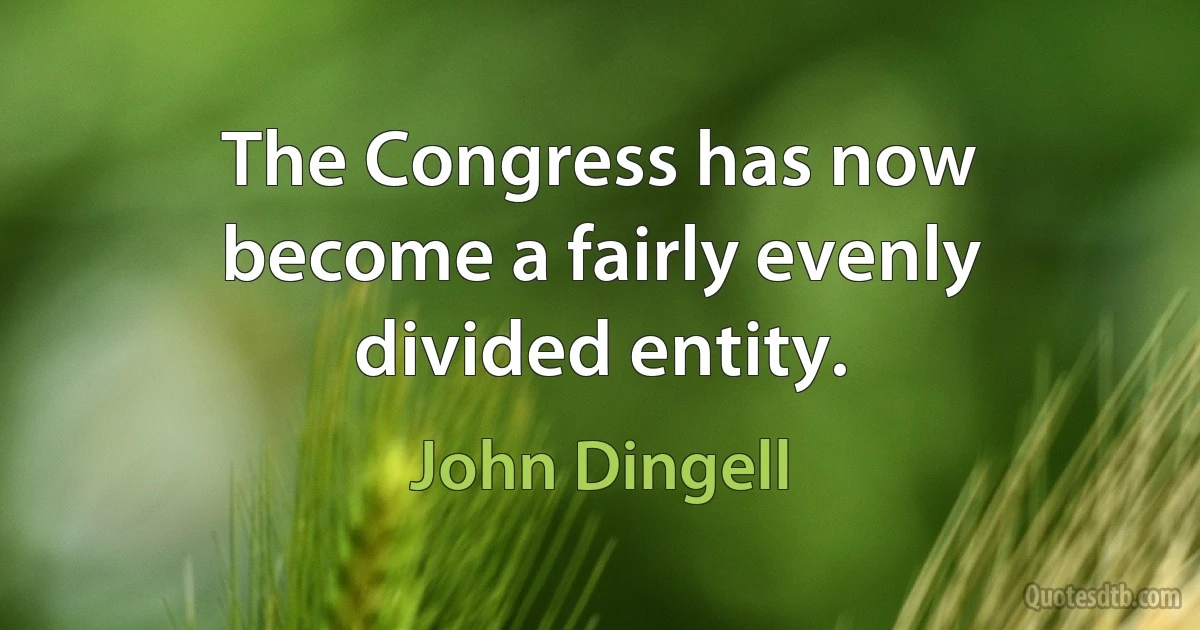 The Congress has now become a fairly evenly divided entity. (John Dingell)