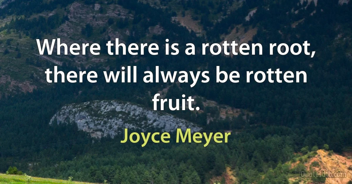 Where there is a rotten root, there will always be rotten fruit. (Joyce Meyer)