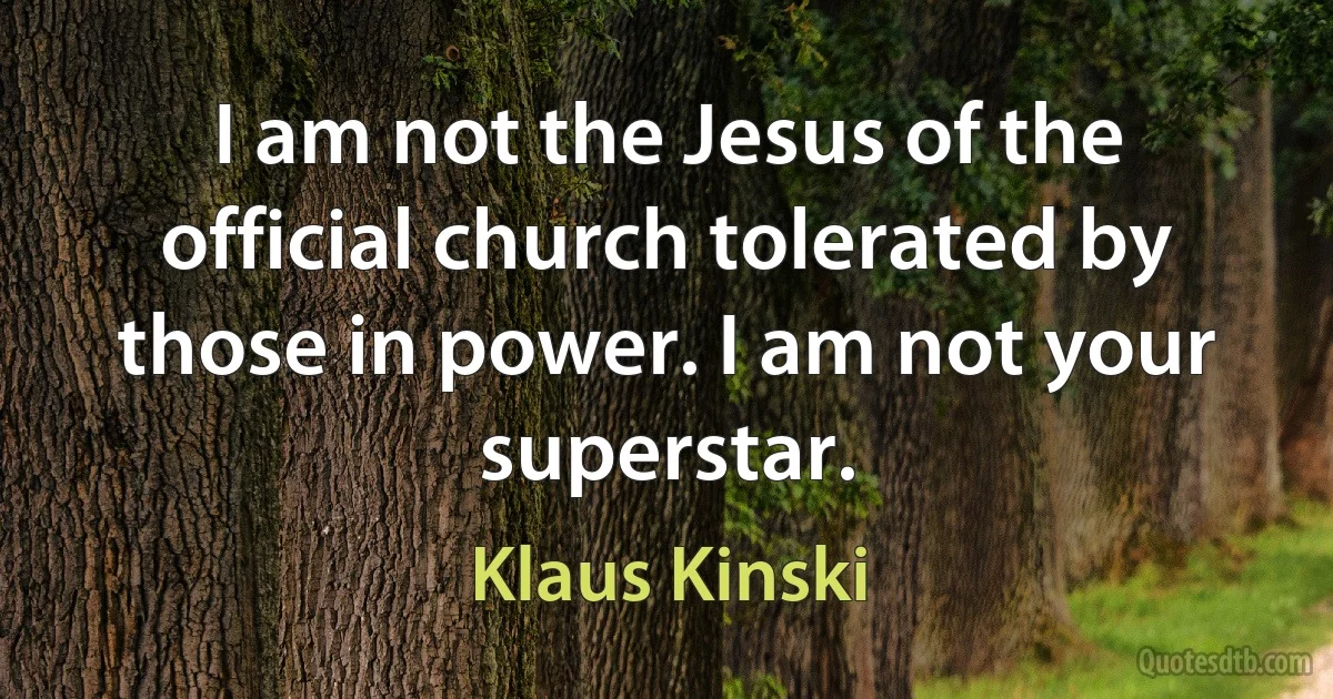 I am not the Jesus of the official church tolerated by those in power. I am not your superstar. (Klaus Kinski)