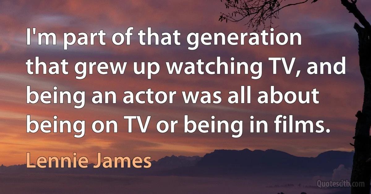 I'm part of that generation that grew up watching TV, and being an actor was all about being on TV or being in films. (Lennie James)