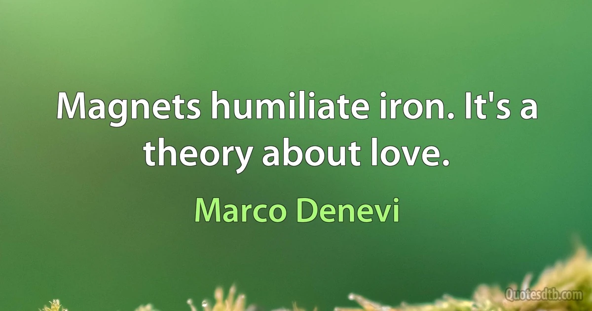 Magnets humiliate iron. It's a theory about love. (Marco Denevi)