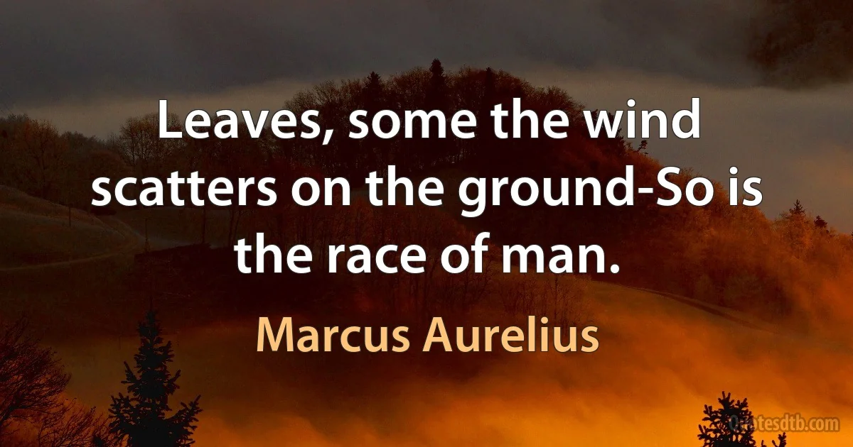 Leaves, some the wind scatters on the ground-So is the race of man. (Marcus Aurelius)