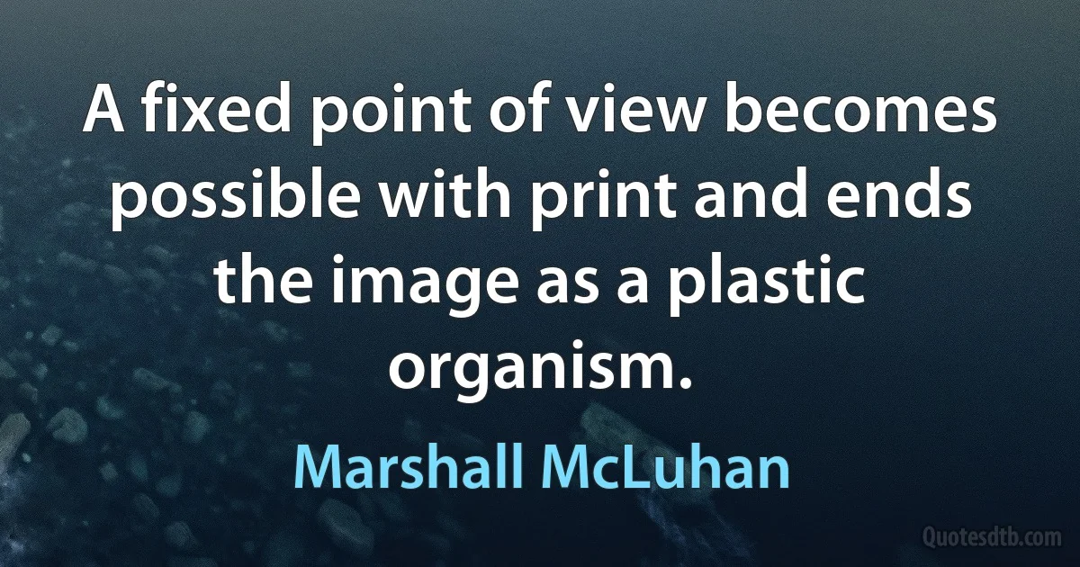 A fixed point of view becomes possible with print and ends the image as a plastic organism. (Marshall McLuhan)