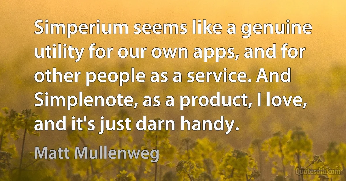 Simperium seems like a genuine utility for our own apps, and for other people as a service. And Simplenote, as a product, I love, and it's just darn handy. (Matt Mullenweg)