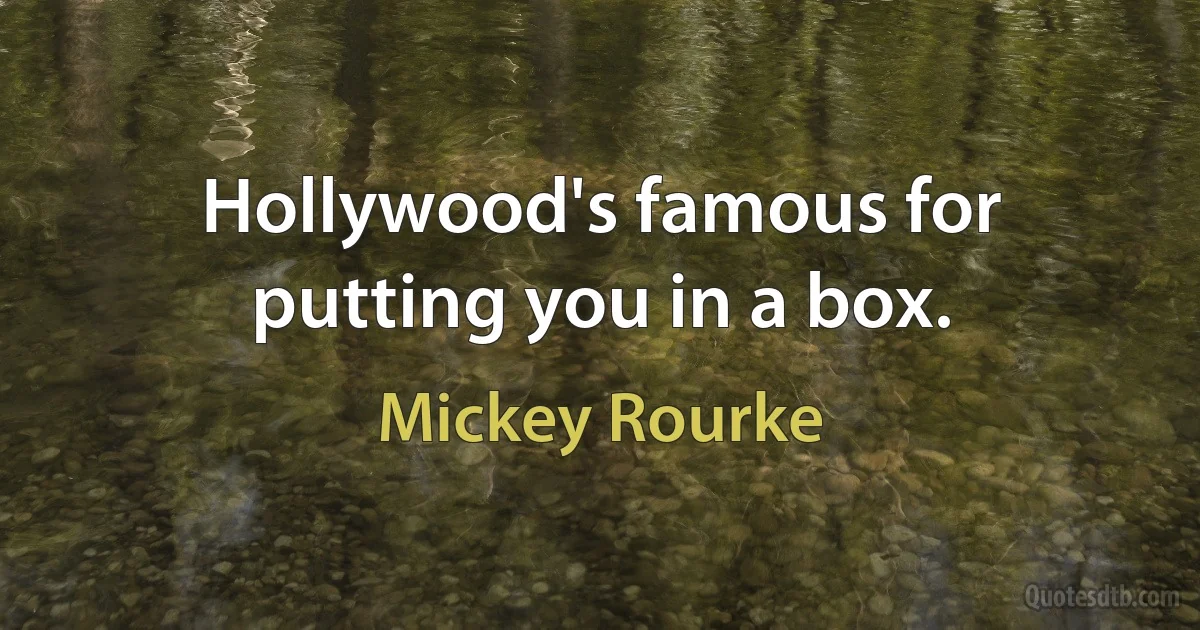 Hollywood's famous for putting you in a box. (Mickey Rourke)