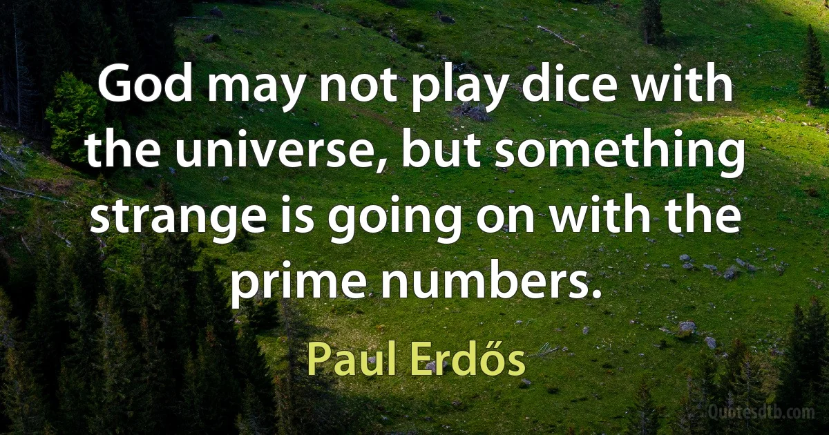 God may not play dice with the universe, but something strange is going on with the prime numbers. (Paul Erdős)