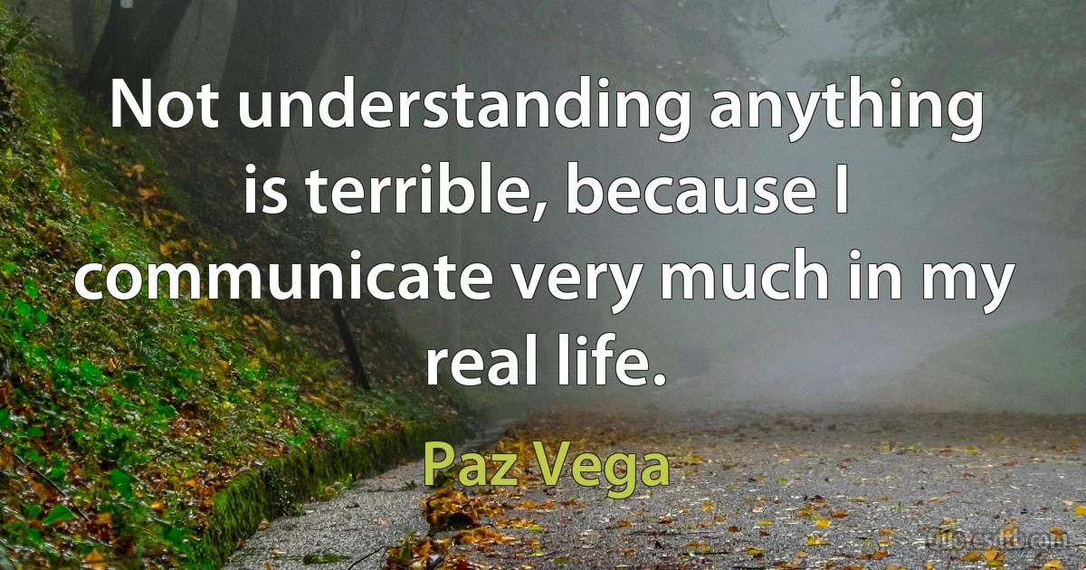 Not understanding anything is terrible, because I communicate very much in my real life. (Paz Vega)