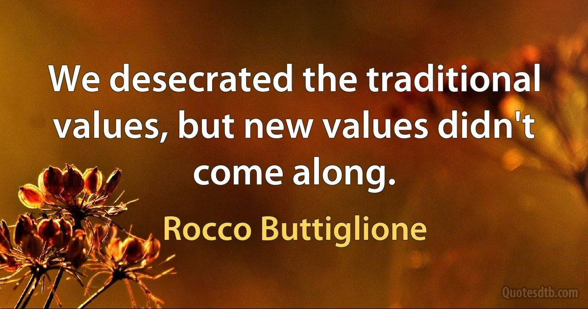 We desecrated the traditional values, but new values didn't come along. (Rocco Buttiglione)