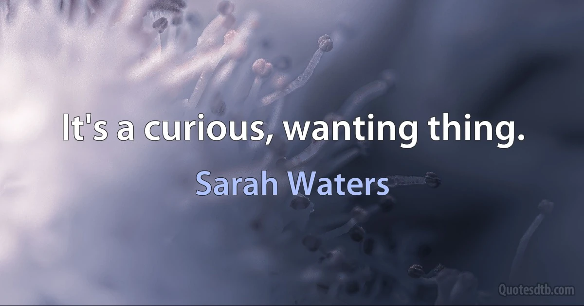 It's a curious, wanting thing. (Sarah Waters)