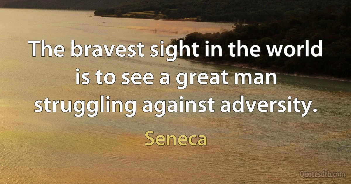 The bravest sight in the world is to see a great man struggling against adversity. (Seneca)