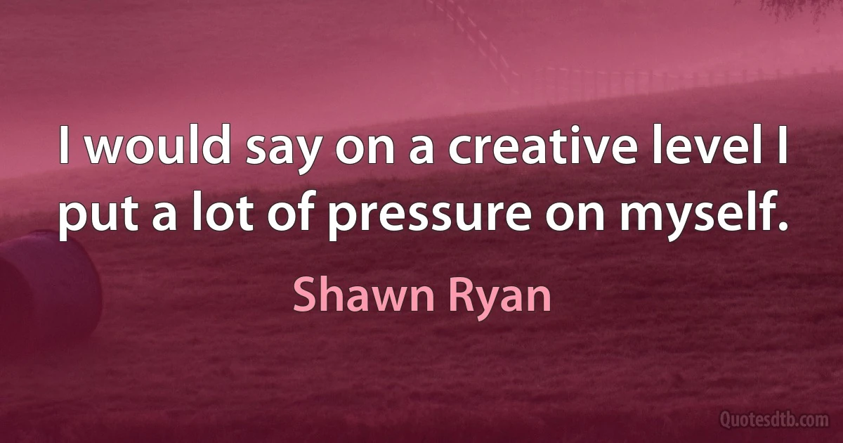 I would say on a creative level I put a lot of pressure on myself. (Shawn Ryan)