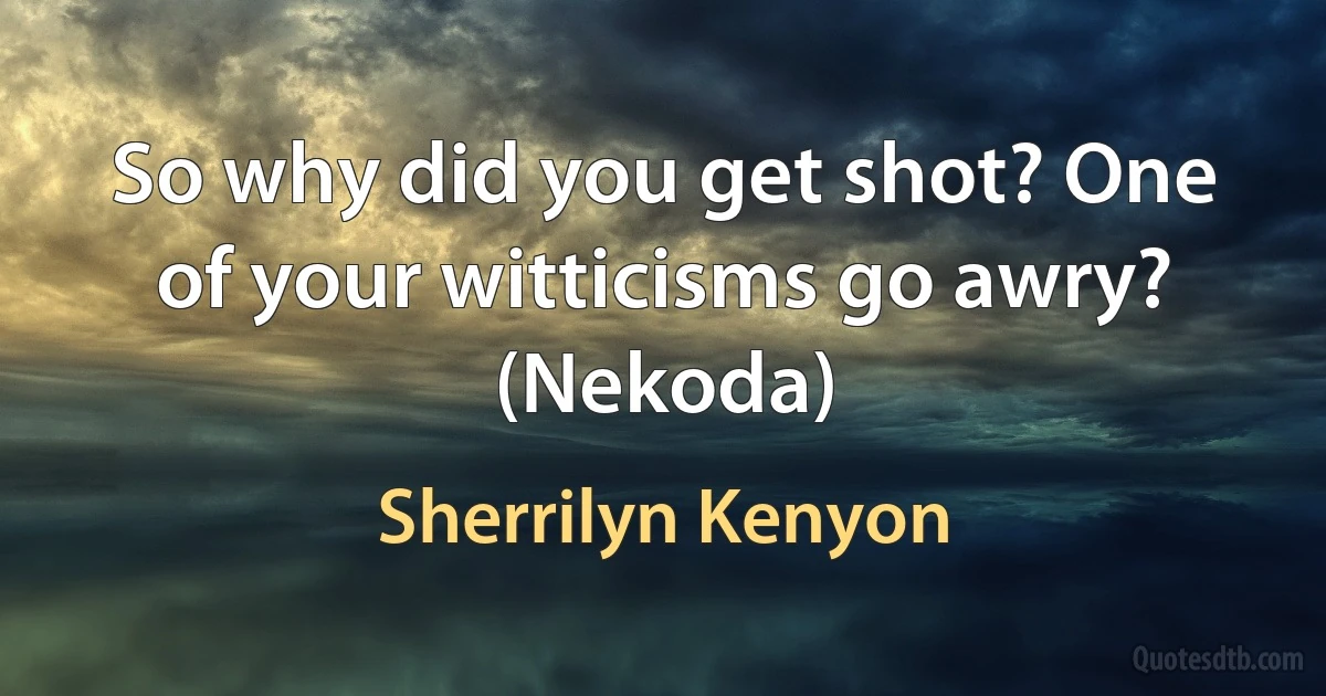 So why did you get shot? One of your witticisms go awry? (Nekoda) (Sherrilyn Kenyon)