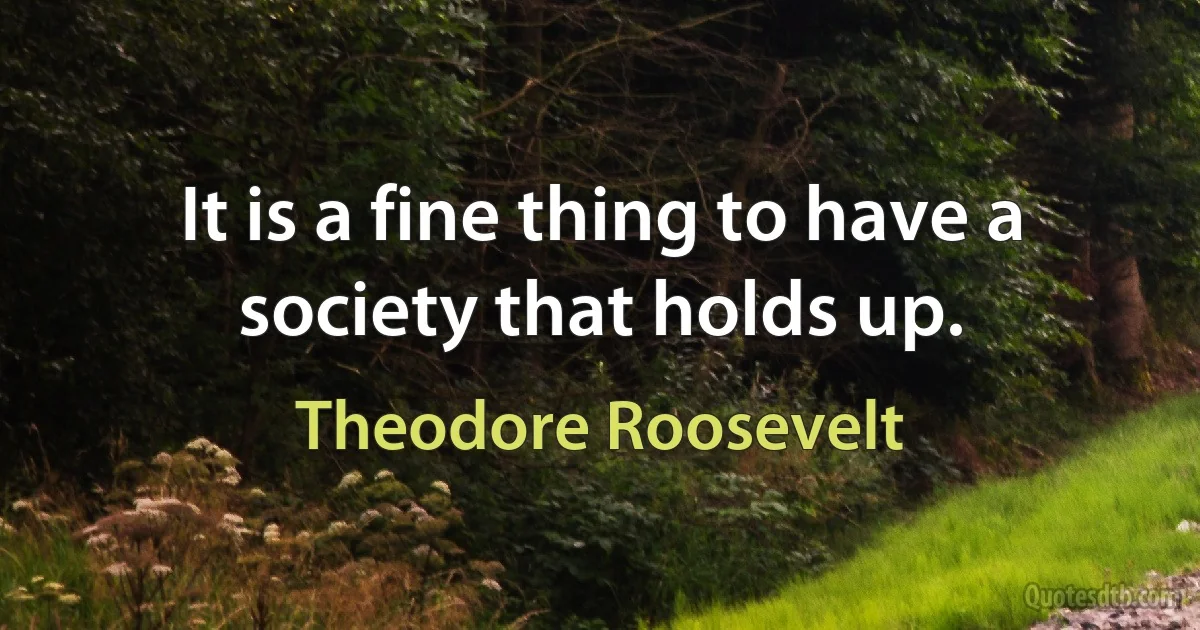 It is a fine thing to have a society that holds up. (Theodore Roosevelt)