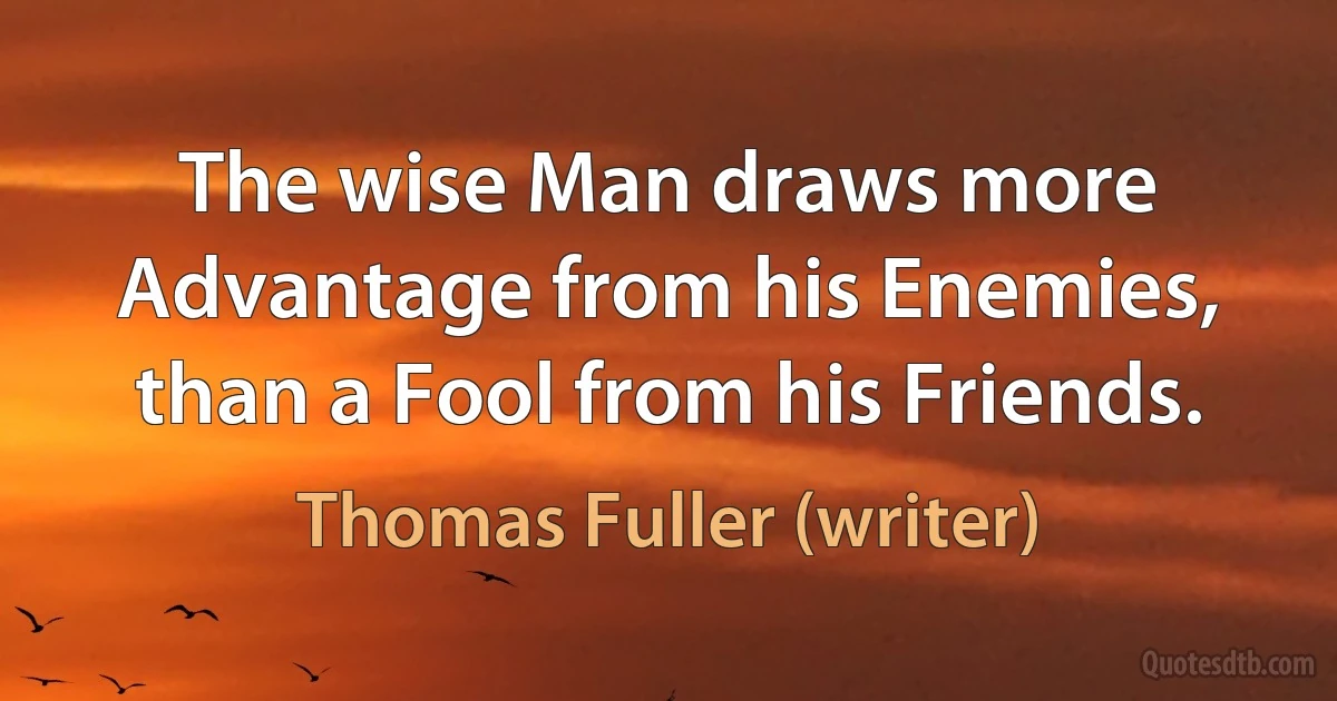 The wise Man draws more Advantage from his Enemies, than a Fool from his Friends. (Thomas Fuller (writer))