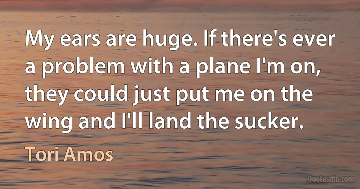 My ears are huge. If there's ever a problem with a plane I'm on, they could just put me on the wing and I'll land the sucker. (Tori Amos)