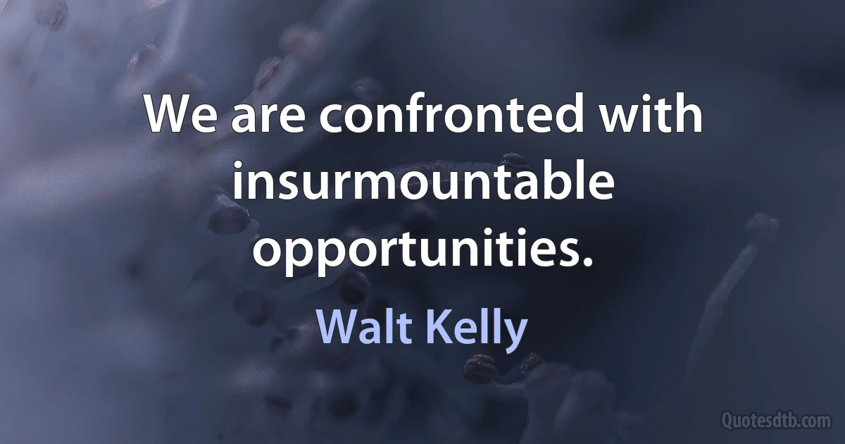 We are confronted with insurmountable opportunities. (Walt Kelly)