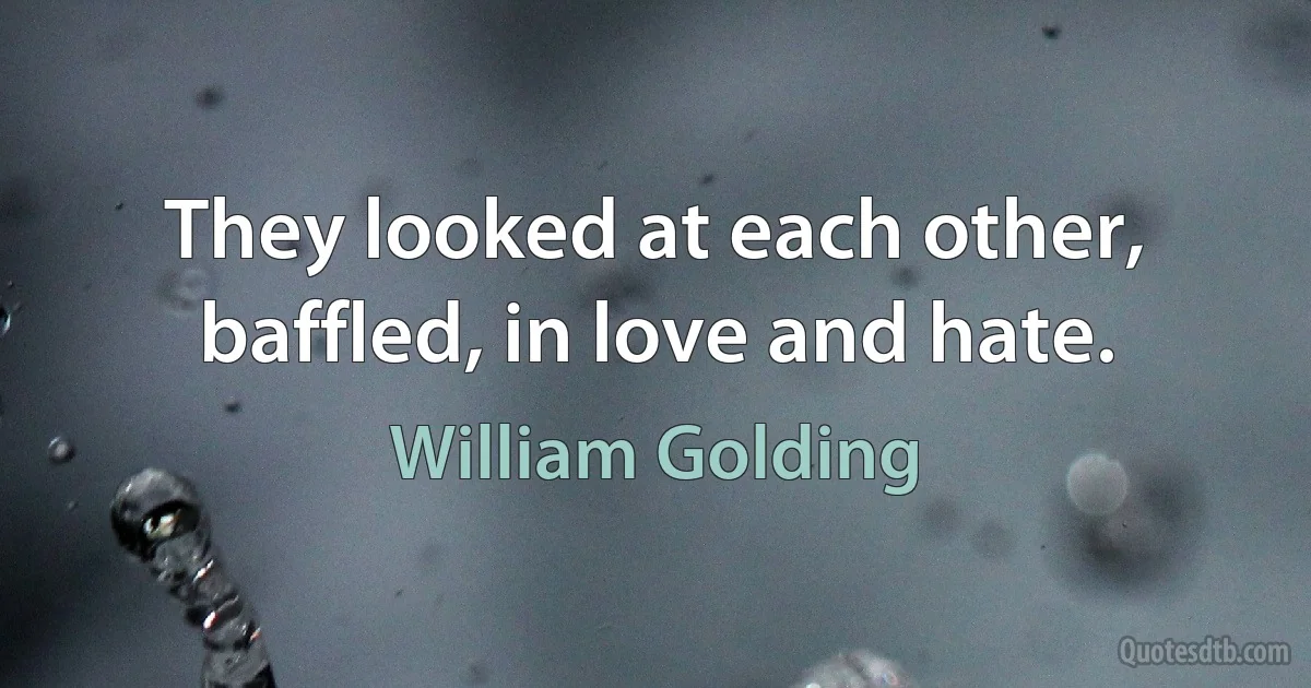 They looked at each other, baffled, in love and hate. (William Golding)