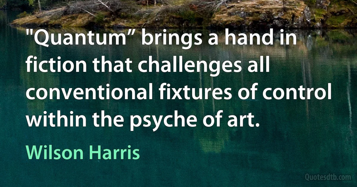 "Quantum” brings a hand in fiction that challenges all conventional fixtures of control within the psyche of art. (Wilson Harris)