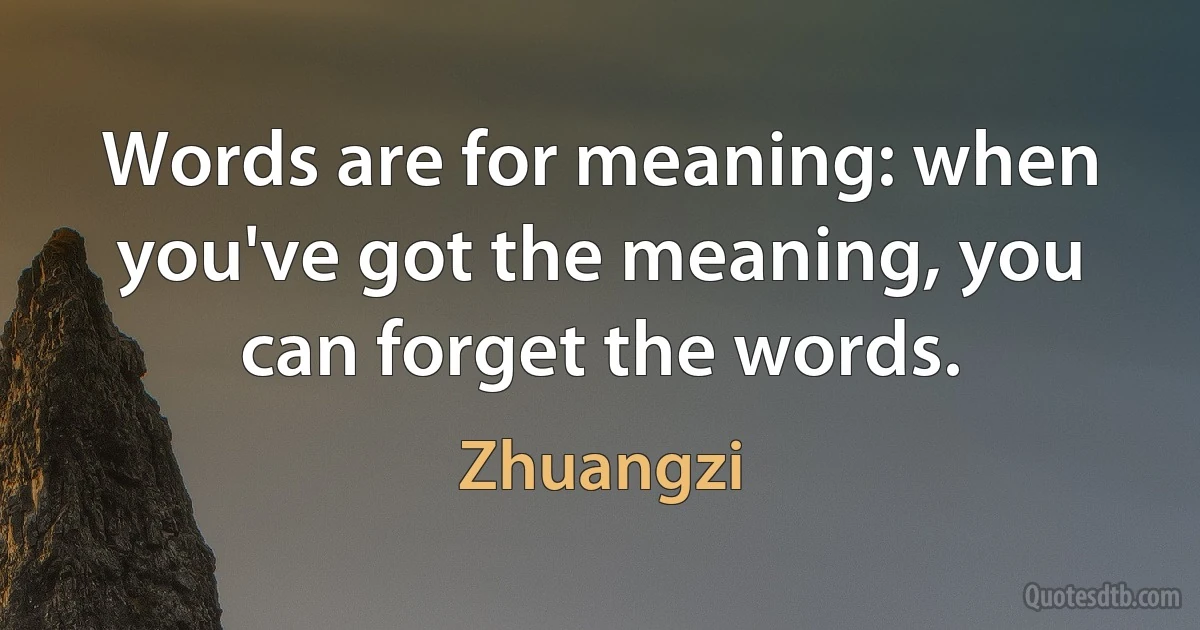 Words are for meaning: when you've got the meaning, you can forget the words. (Zhuangzi)