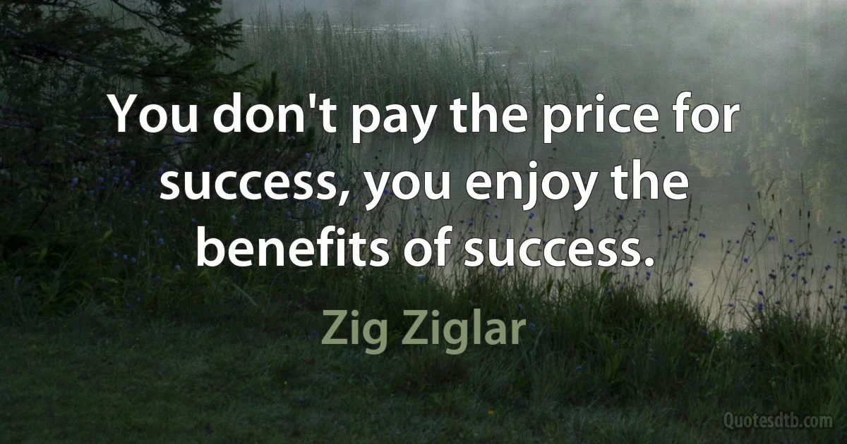 You don't pay the price for success, you enjoy the benefits of success. (Zig Ziglar)