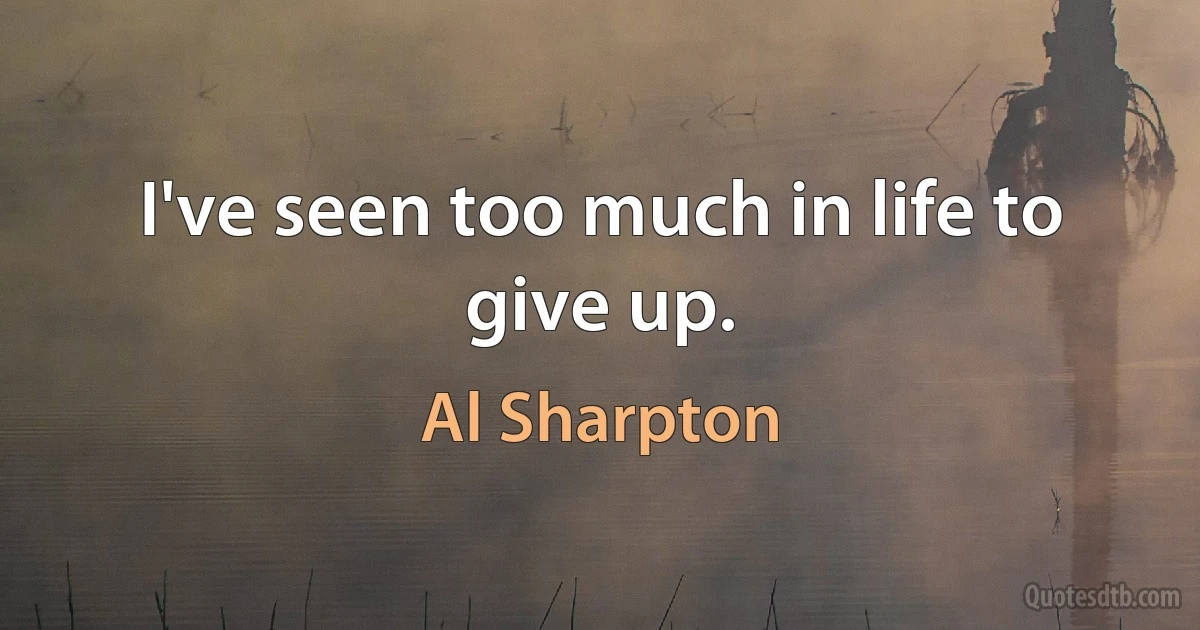 I've seen too much in life to give up. (Al Sharpton)