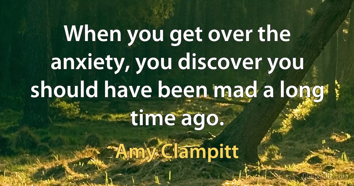 When you get over the anxiety, you discover you should have been mad a long time ago. (Amy Clampitt)