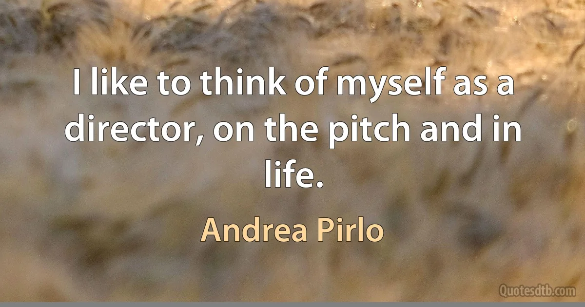 I like to think of myself as a director, on the pitch and in life. (Andrea Pirlo)