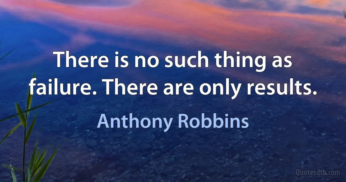 There is no such thing as failure. There are only results. (Anthony Robbins)