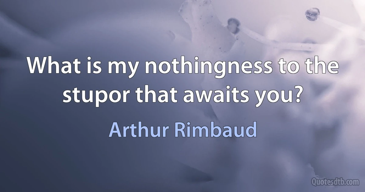 What is my nothingness to the stupor that awaits you? (Arthur Rimbaud)