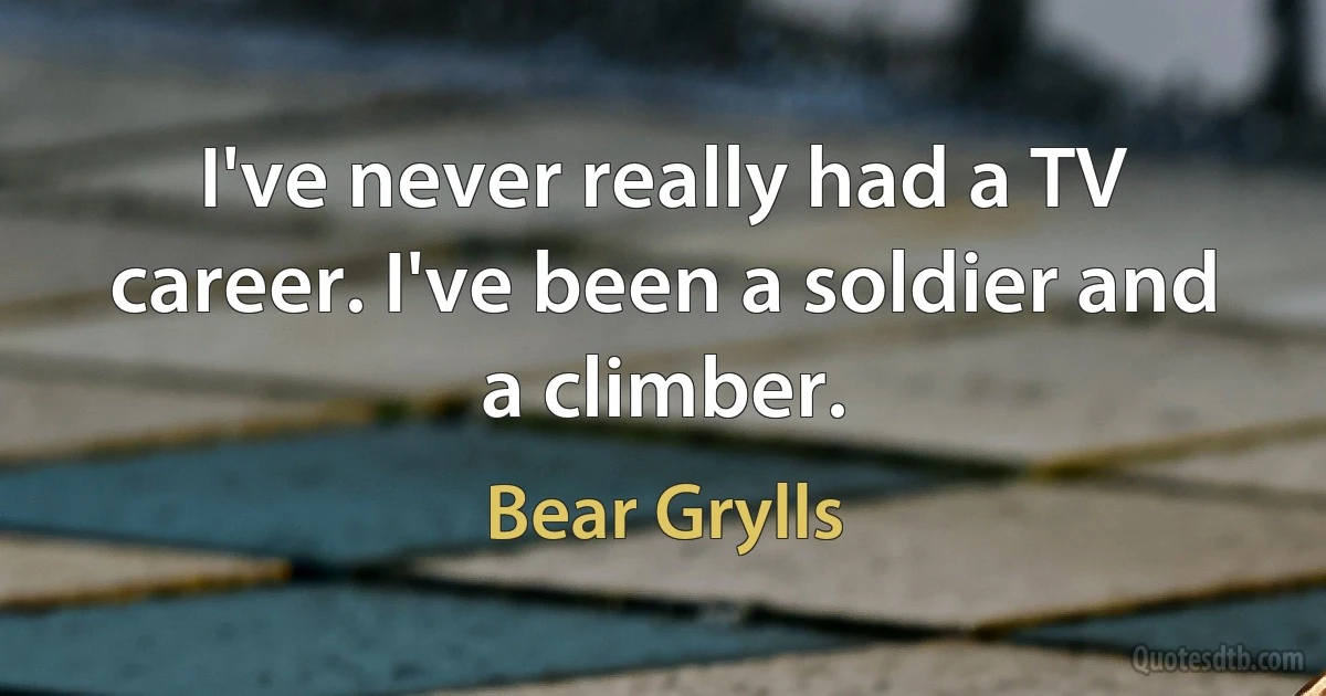 I've never really had a TV career. I've been a soldier and a climber. (Bear Grylls)