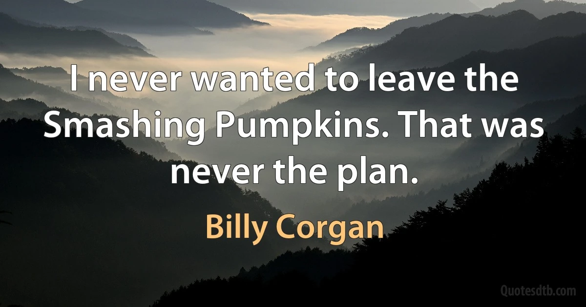 I never wanted to leave the Smashing Pumpkins. That was never the plan. (Billy Corgan)