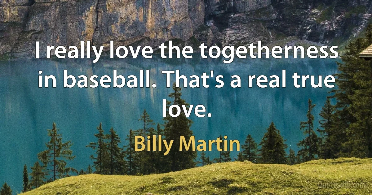 I really love the togetherness in baseball. That's a real true love. (Billy Martin)