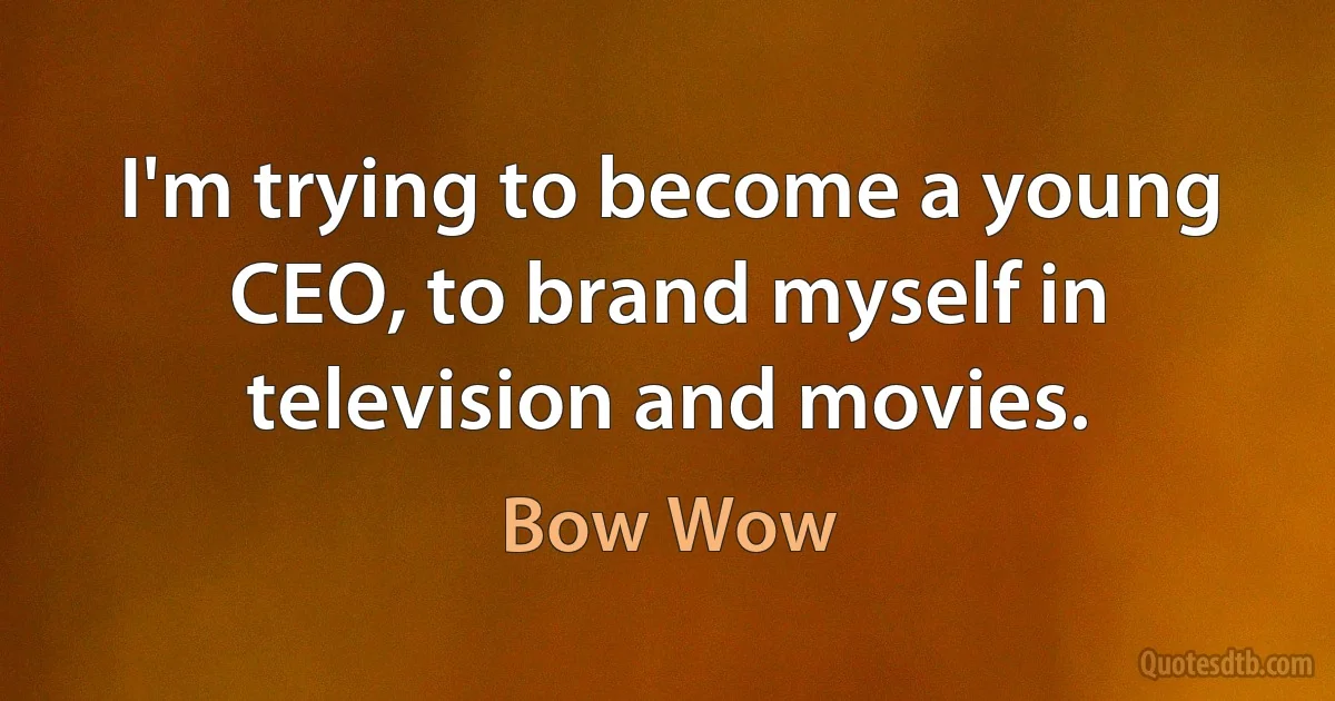 I'm trying to become a young CEO, to brand myself in television and movies. (Bow Wow)