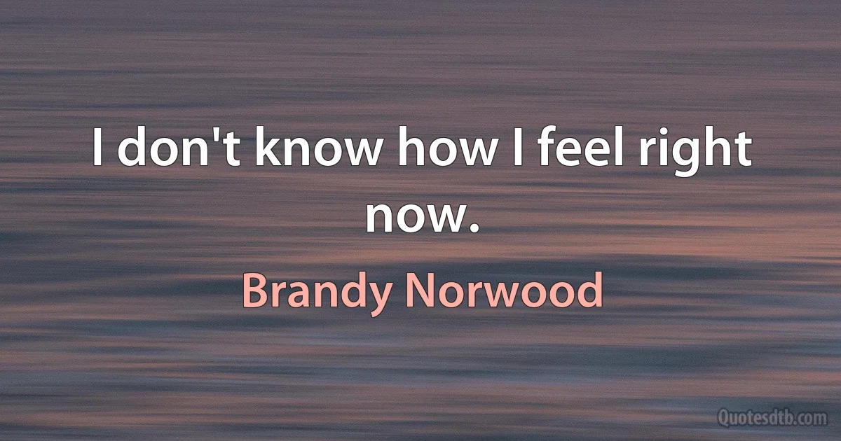 I don't know how I feel right now. (Brandy Norwood)