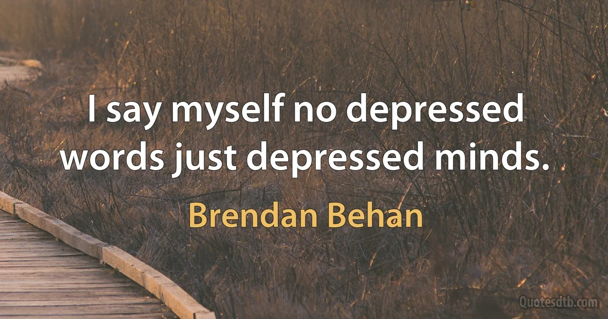 I say myself no depressed words just depressed minds. (Brendan Behan)