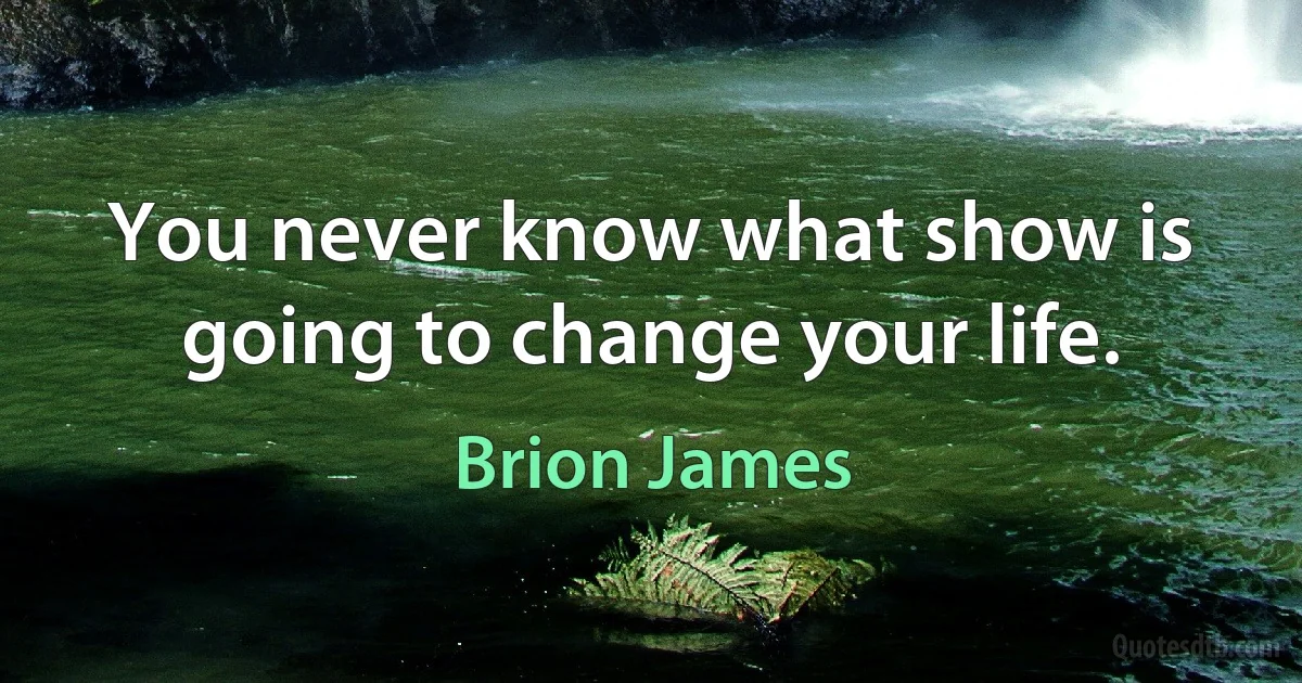 You never know what show is going to change your life. (Brion James)