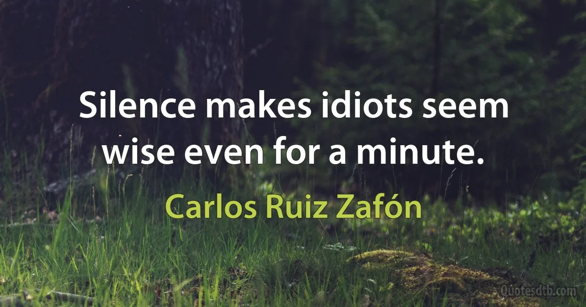 Silence makes idiots seem wise even for a minute. (Carlos Ruiz Zafón)