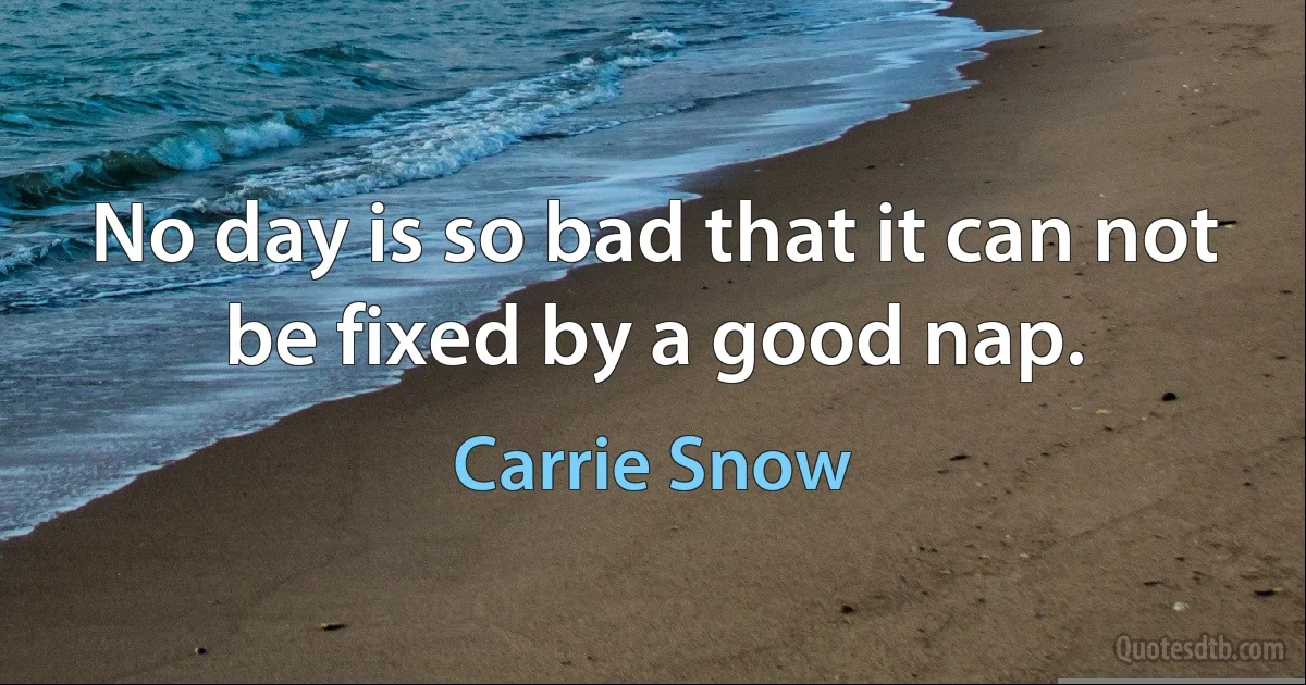 No day is so bad that it can not be fixed by a good nap. (Carrie Snow)