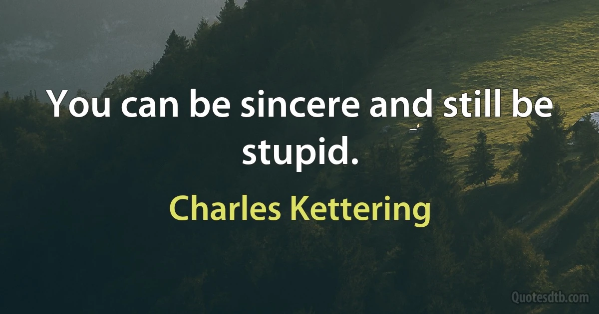 You can be sincere and still be stupid. (Charles Kettering)