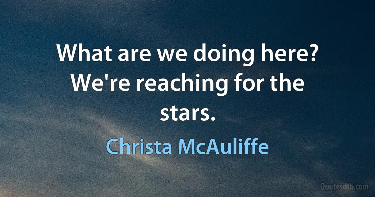 What are we doing here? We're reaching for the stars. (Christa McAuliffe)